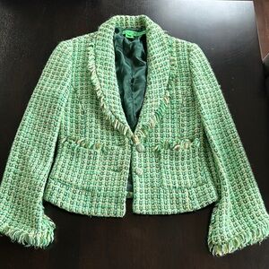 Tibi Green Blazer Tweed Jacket